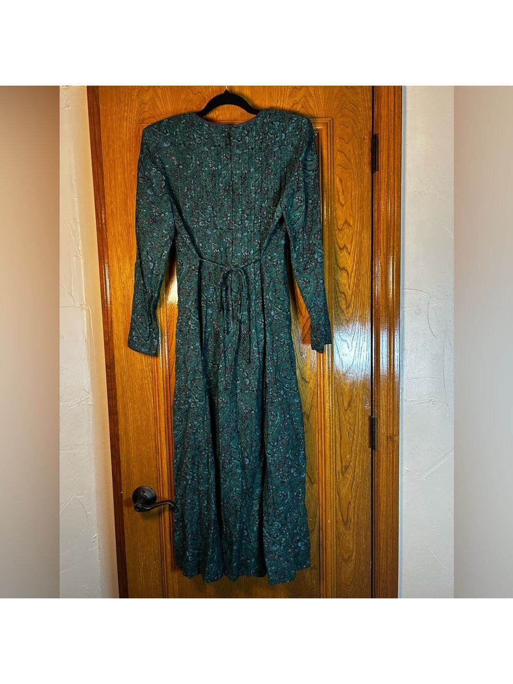 90s Cottagecore Darkacademia Emerald Green Dress Size 8P - Picture 2 of 12